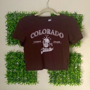 H&M DIVIDED brown graphic top 🤎